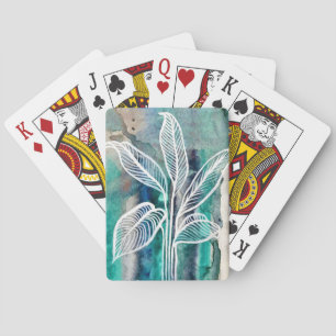 Türkisblau & Aquamarin Moderne botanische Wasserfa Spielkarten