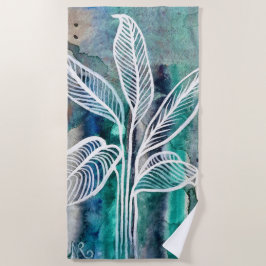 Türkisblau & Aquamarin Moderne botanische Wasserfa Strandtuch