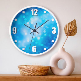 Türkisblau bokeh ombre abstrakte Punkte einfach Große Wanduhr