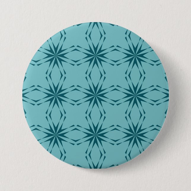 Türkisblau, cool, trendige Blume Button (Vorderseite)