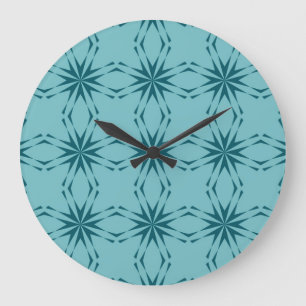 Türkisblau, cool, trendige Blume Große Wanduhr