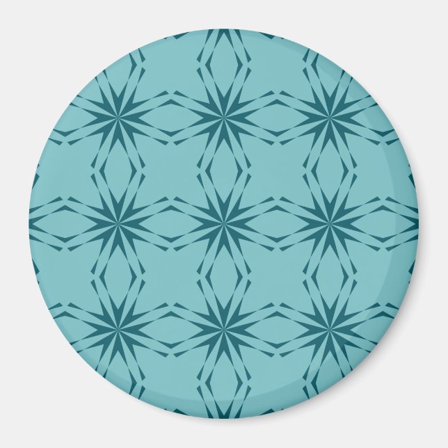 Türkisblau, cool, trendige Blume Magnet (Vorne)