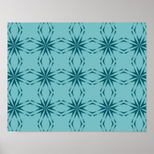 Türkisblau, cool, trendige Blume Poster