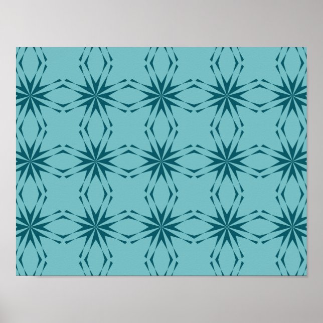 Türkisblau, cool, trendige Blume Poster (Vorne)