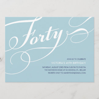 Türkisblau Elegant 40. Geburtstag Einladungen