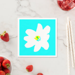 Türkisblau Gelb Daisy Weiße Blume Blumenblume Serviette