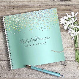 Türkisblau-grüne Haar Salon Make-up Künstler Glam Notizbuch