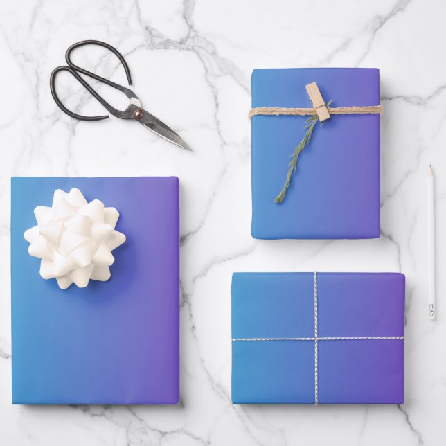 Türkisblau Lila Gradient Geschenkpapier Set (Vorderseite)