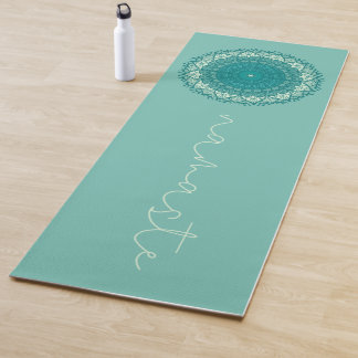 Türkisblau Mandala mit Namenstext Yogamatte