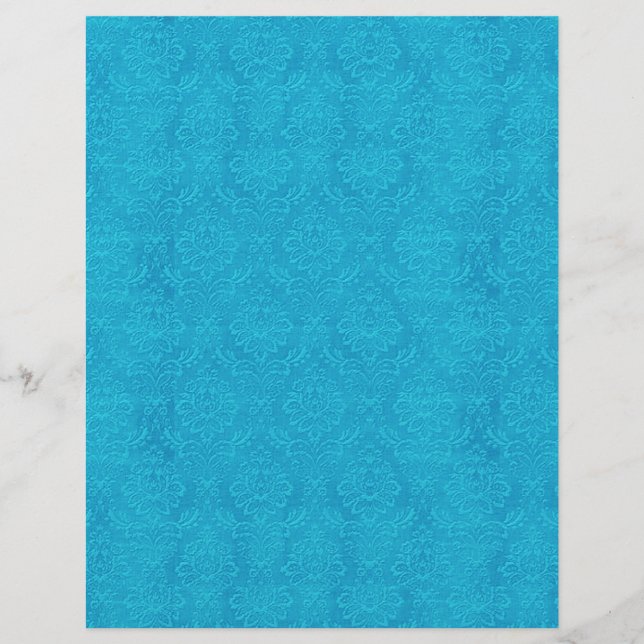Türkisblau mit Embossed Look Wedding Damask DIY V1 (Vorderseite)