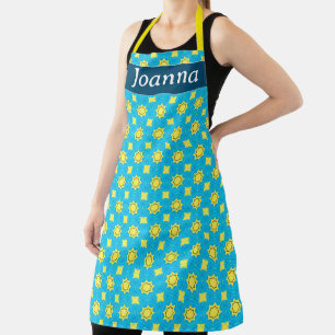 Türkisblau mit geometrischem Muster Schürze
