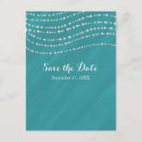 Türkisblau & Perlen Elegant Save the Date