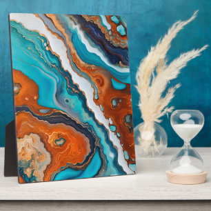 Türkisblau, Rost und Goldfarbe abstrakt Fotoplatte