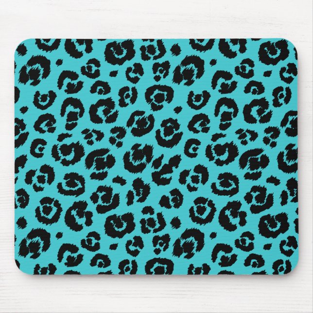 Türkisblau-schwarzer Leopard Mousepad (Vorne)