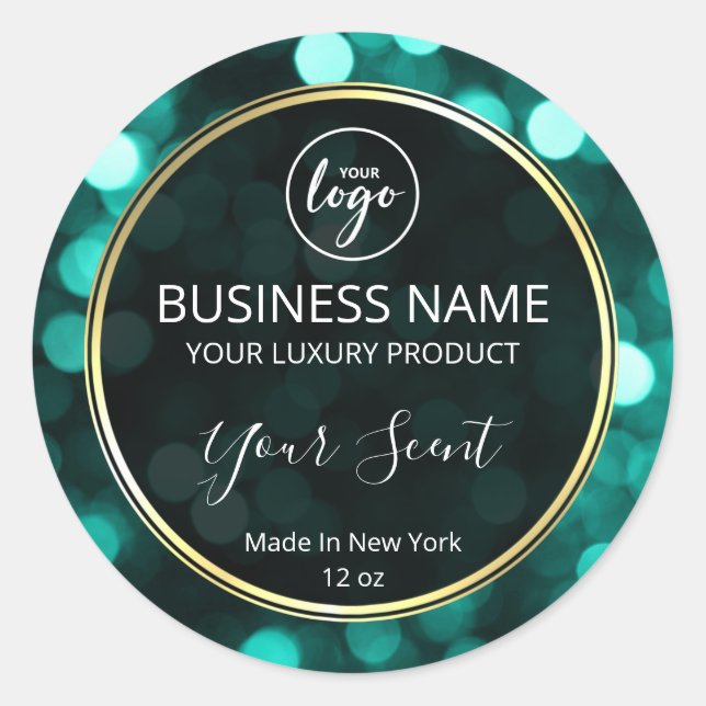 Türkisblau-Shimmer-Schwarz-Body-Butter-Etiketten Runder Aufkleber (Vorderseite)