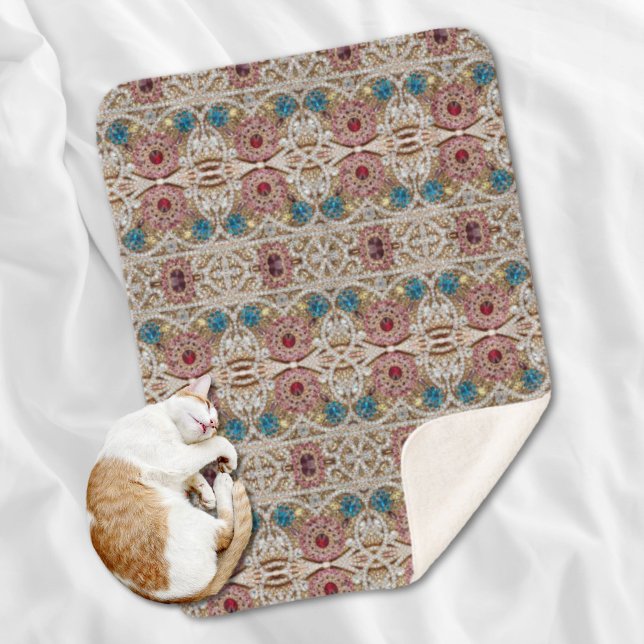 Türkisblau, silber, bordeauxrot, pink, böhmisch sherpadecke (turquoise blue silver gold burgundy pink bohemian sherpa blanket)