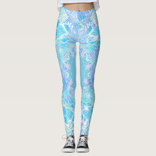 Türkisblau, türkisblau, Aquarell, handgezeichnet M Leggings