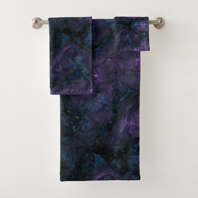 Türkisblau und Amethyststein Badhandtuch Set (Insitu)