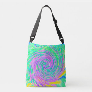 Türkisblau und Lila Abstrakter Swirl Tragetaschen Mit Langen Trägern