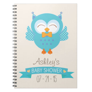 Türkisblau und Lila Boy Owl Baby Dusche Notizblock