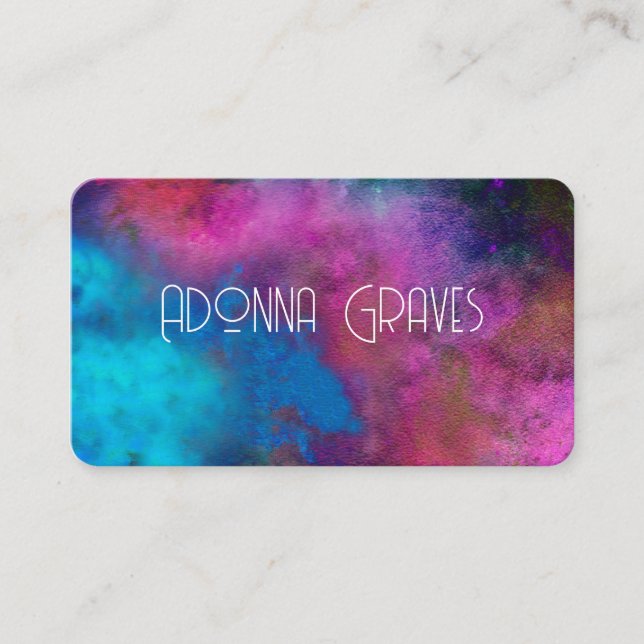 Türkisblau und magenta Aquarellkunst Visitenkarte (Vorderseite)