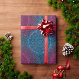 Türkisblau und Rosa Mandala Geschenkpapier