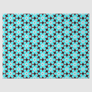 Türkisblau und schwarzes Blumenmuster Seidenpapier