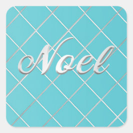 Türkisblau und silberfarbenes "Weihnachten" dekora Quadratischer Aufkleber