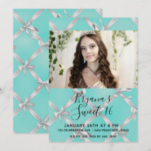 Türkisblau und Weiße Bows Sweet 16 Party Foto