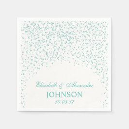 Türkisblau und weißes Hochzeitscofetti Muster Serviette