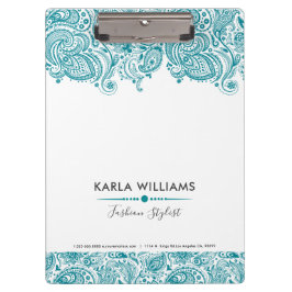 Türkisblau Vintag Paisley Lace Klemmbrett