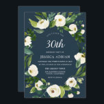 Türkisblau Weiße Blume 30. Geburtstag Einladung<br><div class="desc">Türkisblau Weiße Blume 30. Geburtstag Einladend Schöne Weiße Blüte Siehe Matching Kollektion in Nest und Nest Store</div>
