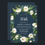 Türkisblau Weiße Blume 30. Geburtstag Einladung<br><div class="desc">Türkisblau Weiße Blume 30. Geburtstag Einladend Schöne Weiße Blüte Siehe Matching Kollektion in Nest und Nest Store</div>