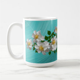 Türkisblau Weiße Blume Tee Tasse
