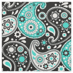 Türkisblaue Aqua und Black Bohemisch Cowgirl Pais Stoff