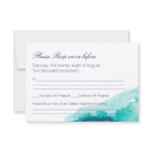 Türkisblaue Aquamarine Wasserfarbenprägung RSVP-Ka