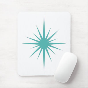Türkisblaue Atomic Sternexplosion Mitte des Jahrhu Mousepad