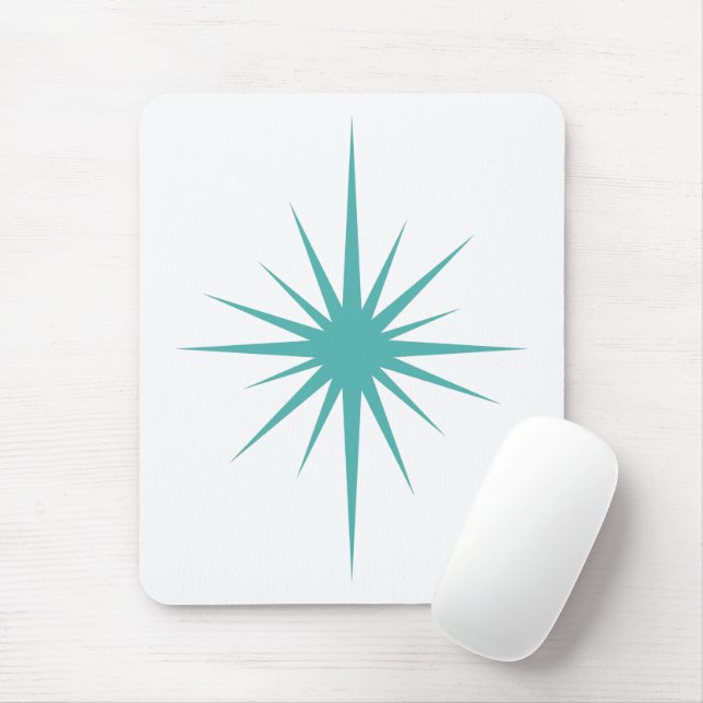 Türkisblaue Atomic Sternexplosion Mitte des Jahrhu Mousepad (Mit Mouse)