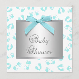 Türkisblaue Babyhände Füße Babyparty Einladung