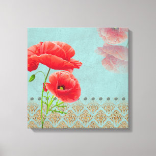 Türkisblaue Barockkuchen - gestreifte Canvas Leinwanddruck