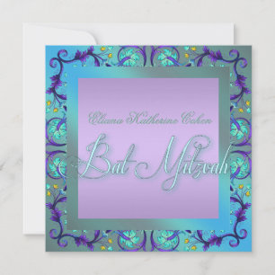 Türkisblaue Bat-Mizwa-Einladungen Einladung