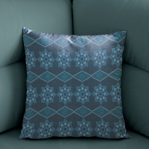 Türkisblaue Blätter Octagon und Diagonal Kissen