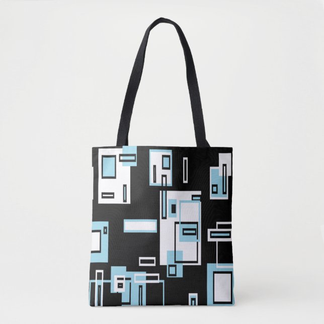 Türkisblaue Blöcke Funky Tote Bag (Vorderseite)