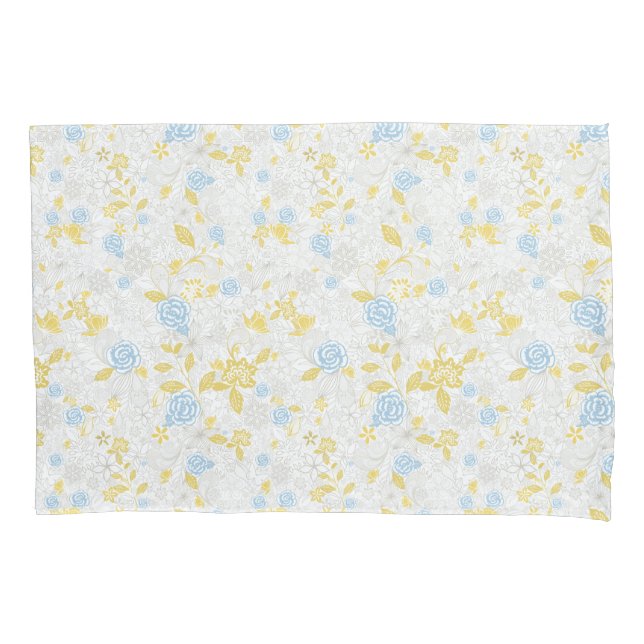 Türkisblaue Blume Nahtloses Muster Kissenbezug (Vorderseite)