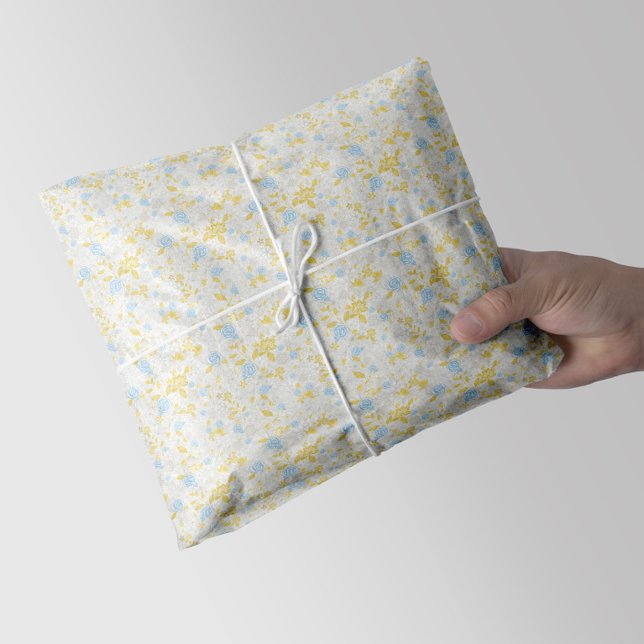 Türkisblaue Blume Nahtloses Muster Seidenpapier (Von Creator hochgeladen)