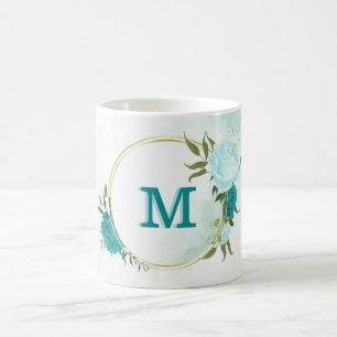 Türkisblaue Blumen Kaffeetasse