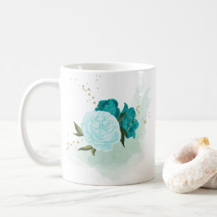 Türkisblaue Blumen Kaffeetasse