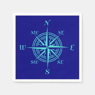 Türkisblaue Compass-Rose Serviette