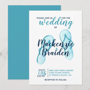 Türkisblaue Flip Flops Beach Hochzeit Einladung