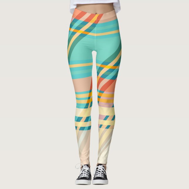 Türkisblaue, gelbe Pfirsichspiele Leggings (Vorderseite)